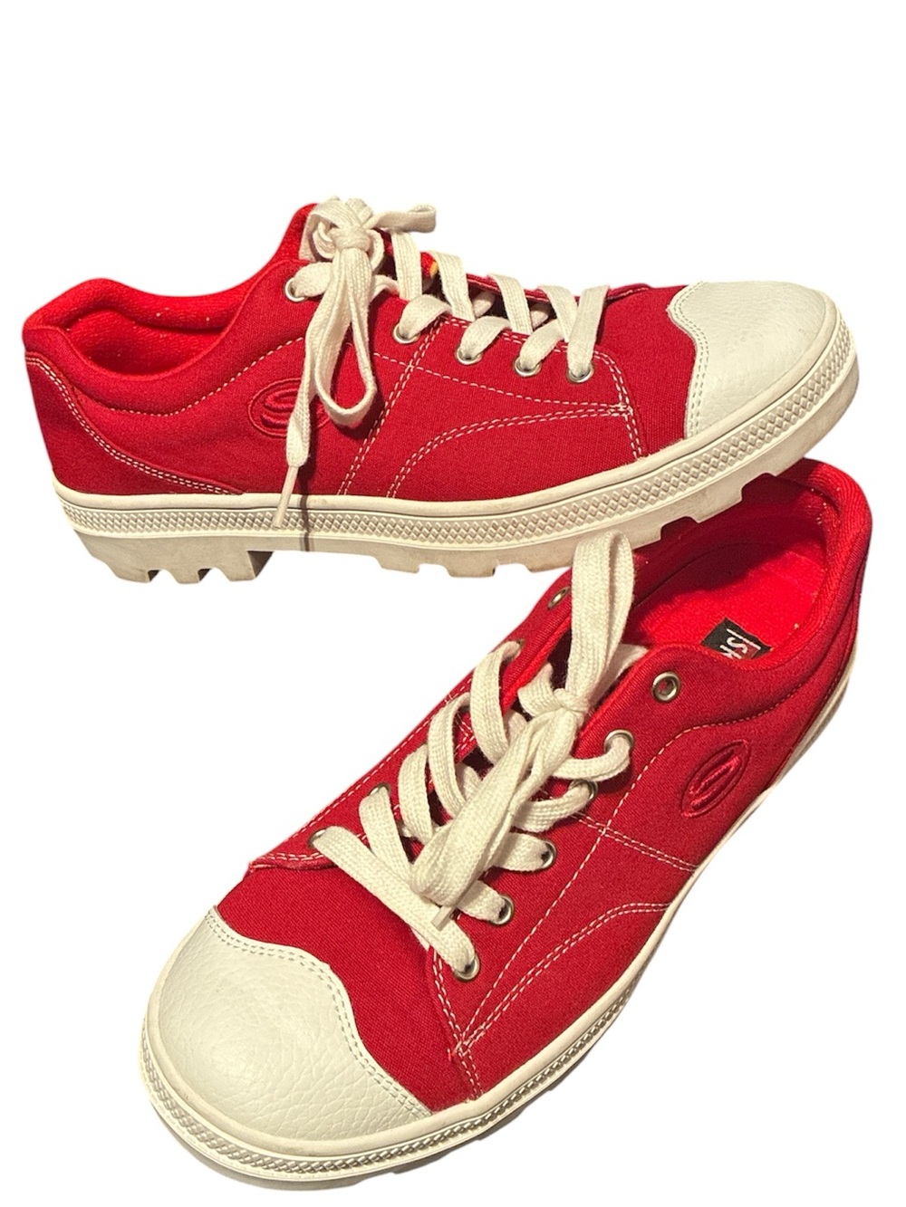 Skechers Red Canvas Sneakers with White Toecap and Laces